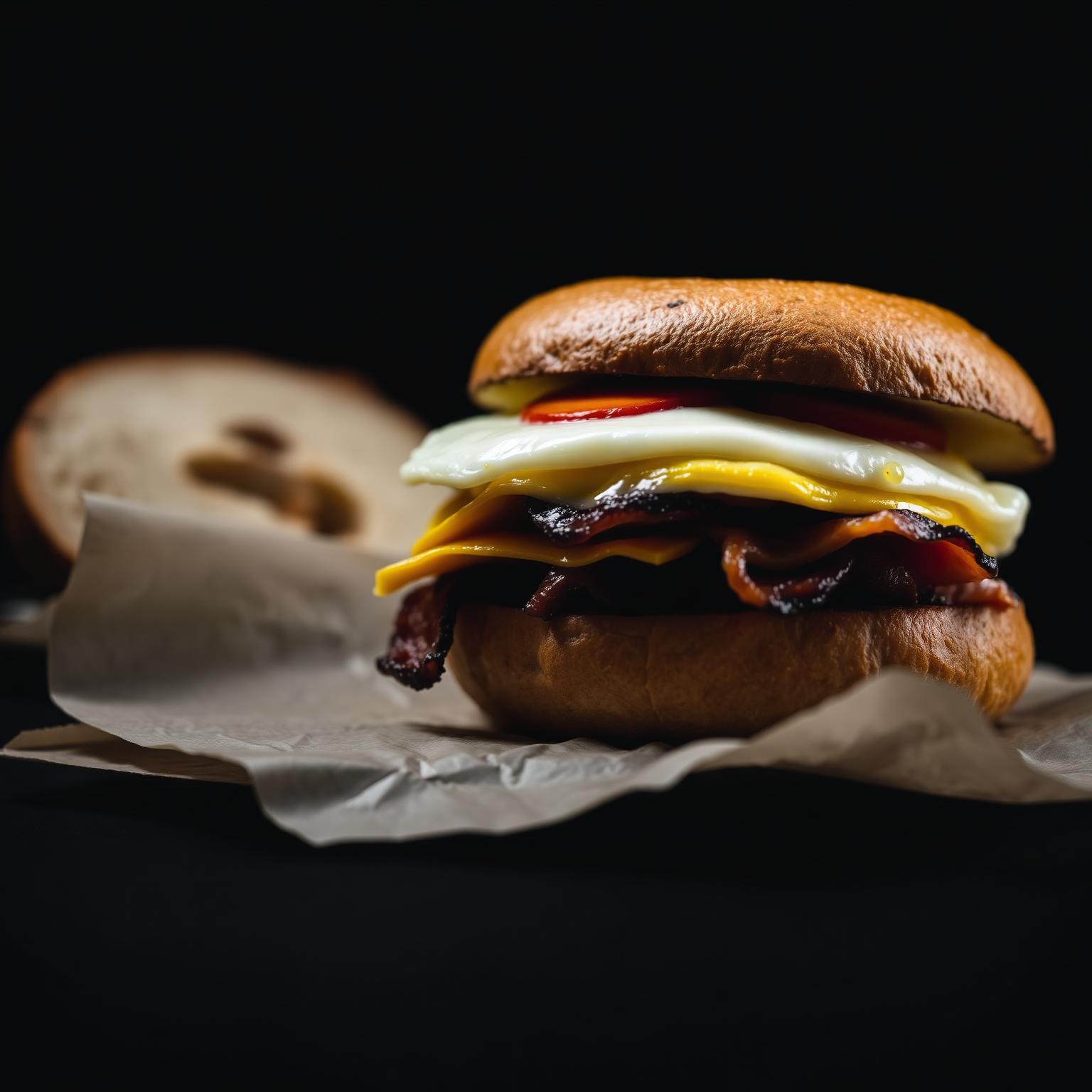 Bacon, egg and cheese on a fresh bagel from Peter's Deli